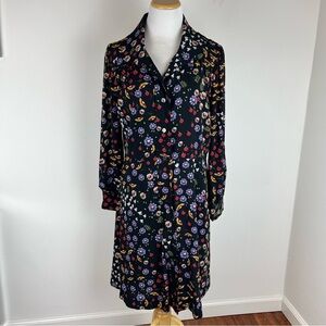 SAINT GERALDINE Strawberry Floral Long Sleeve Button Down Dress Size XL